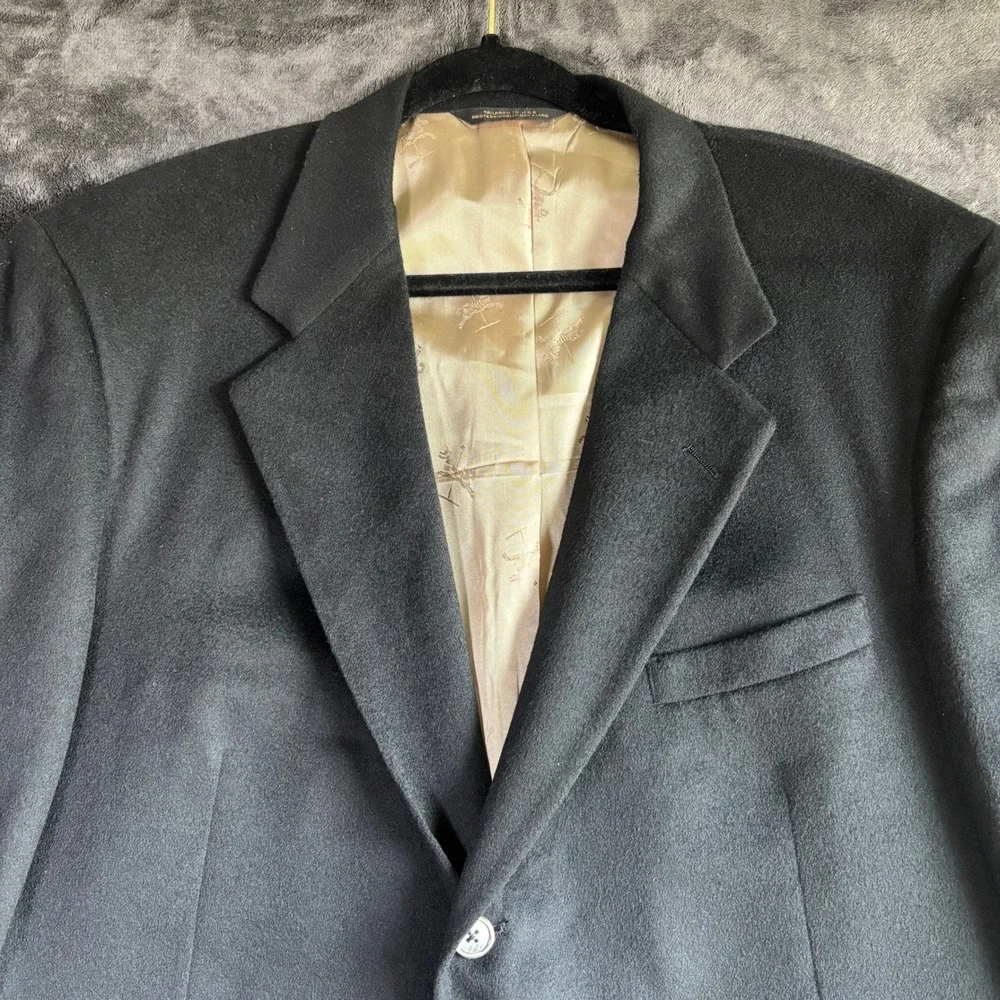 Old School Bespoke Mens Wool Cashmere Bland Blazer Sport Coat Black 46R